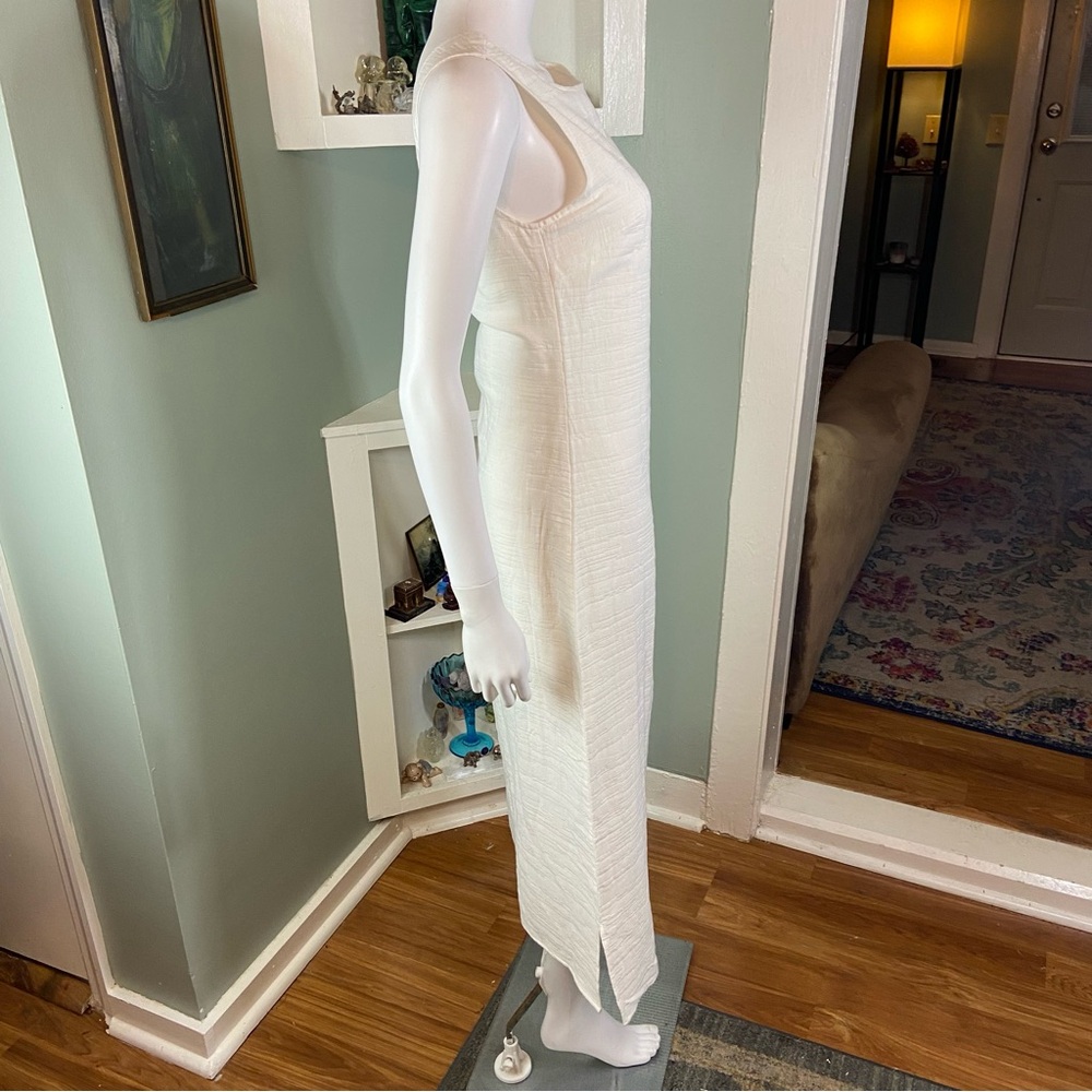 Callahan Knitwear Colette White Dress Textured Backless Midi Maxi Cotton Shift - Picture 10 of 15